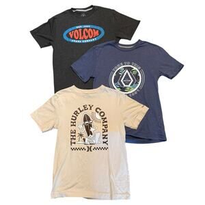 Hurley Volcom Boys Gray Blue Beige Shirt Lot Size 12/13 Large